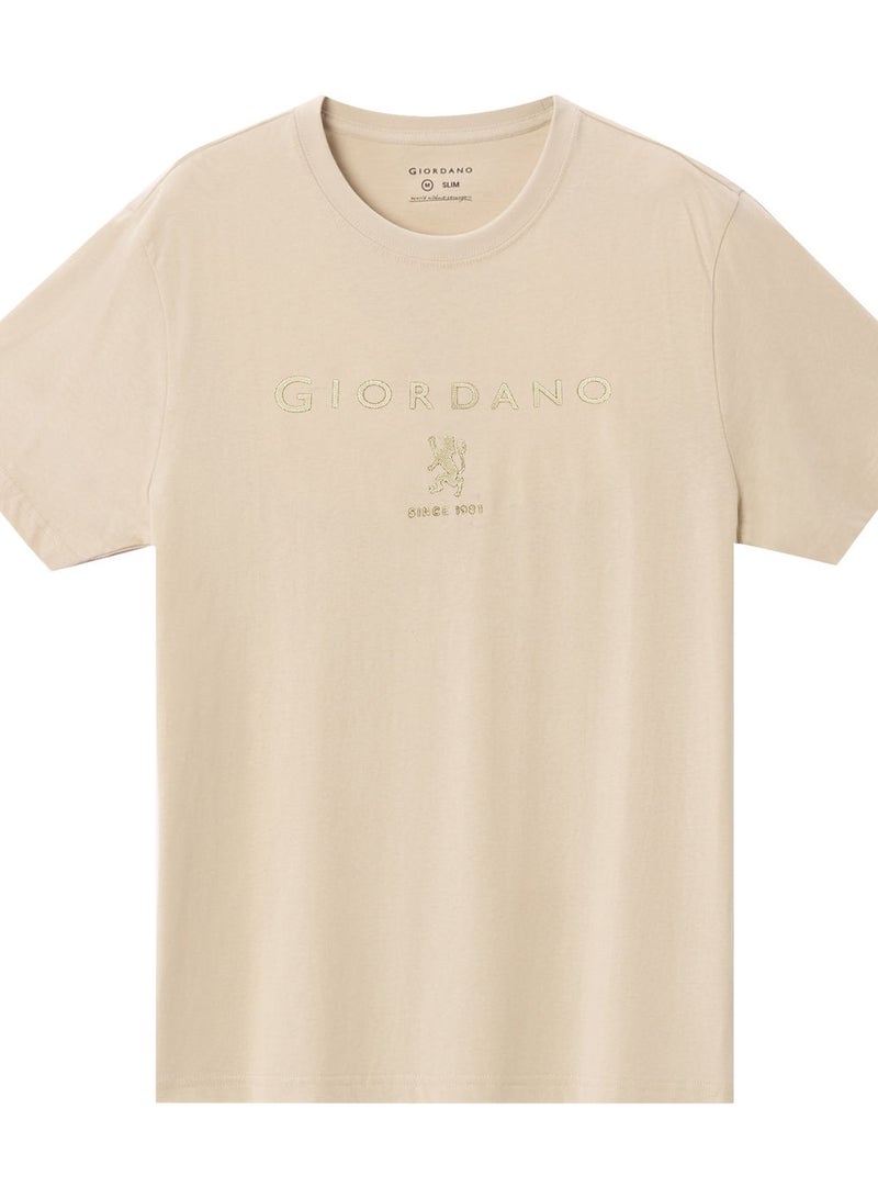GIORDANO تي شيرت رجالي ضيق من القطن بتصميم مميز على شكل طاقية - Image 1